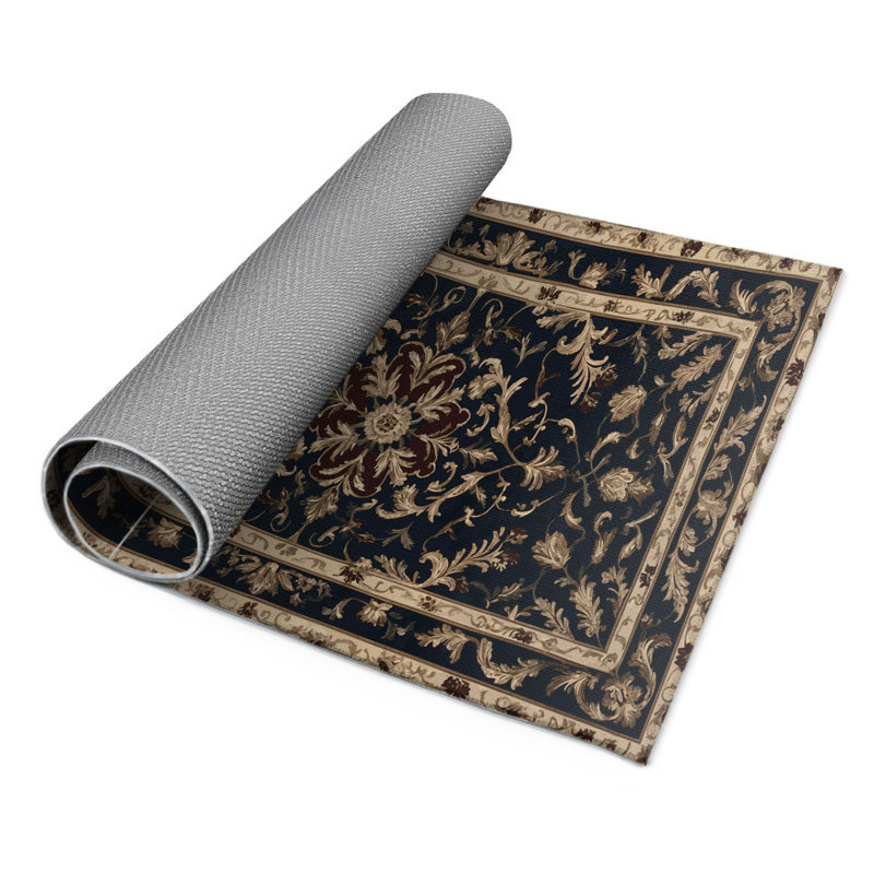 Tapis noir français intérieur et extérieur, Rectangle 5 pi x 7 pi