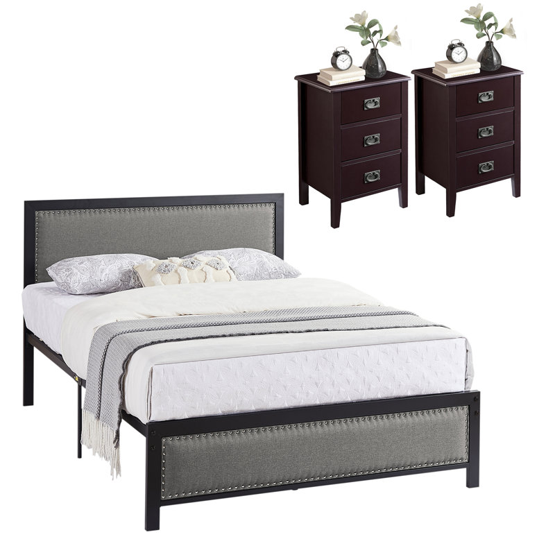 Iron Piece Bedroom Set, Queen, Brown