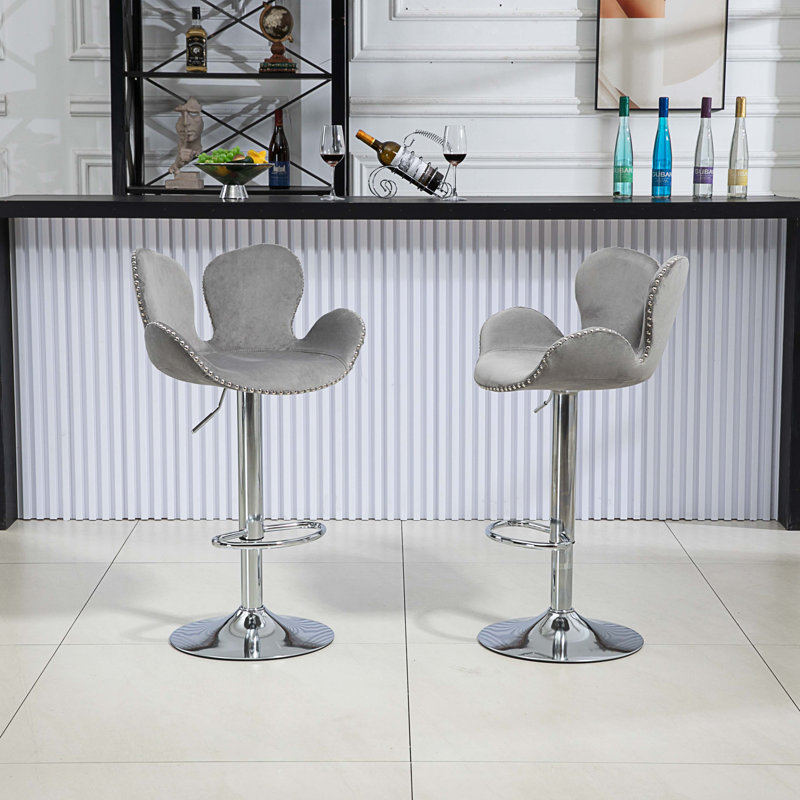 Tabouret pivotant à hauteur réglable Jayleah, gris
