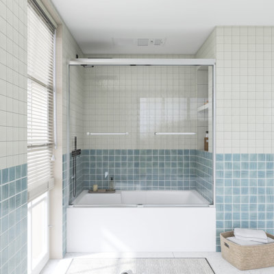 56-60" W × 60" H Double Sliding Framed Tub Door