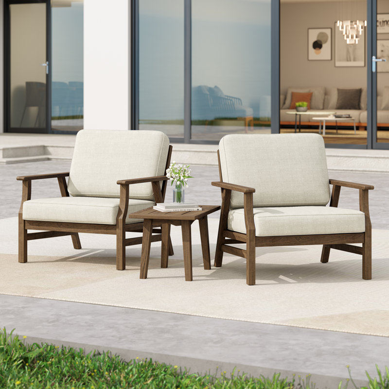Ensemble de chaises d'extérieur avec coussins et table d'appoint Bevelyn, Bleu