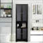 Grande armoire de rangement étroite pour salle de bain avec portes et tablette réglable