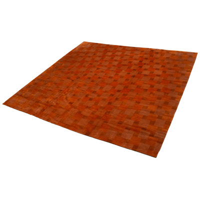Tapis orange brûlé noué à la main unique 13 pi 3 po x 12 pi 10 po One of Kind