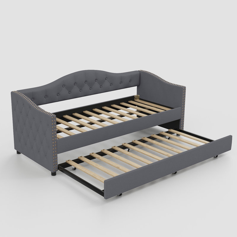 Lit de jour avec couchette Kaevion, Gris, Simple
