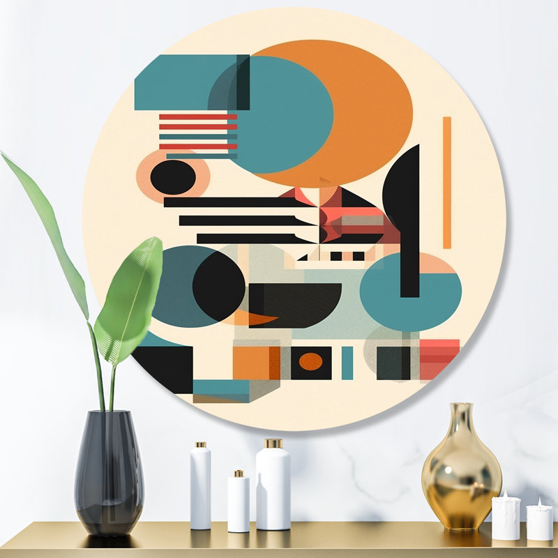 Décoration murale orange et bleue Space I Contemplative, H 16 po x l 16 po x P 1 po