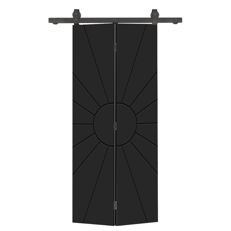 Modern Bi-Fold Barn Door with Sliding Hardware Kit, 38" x 84", Black