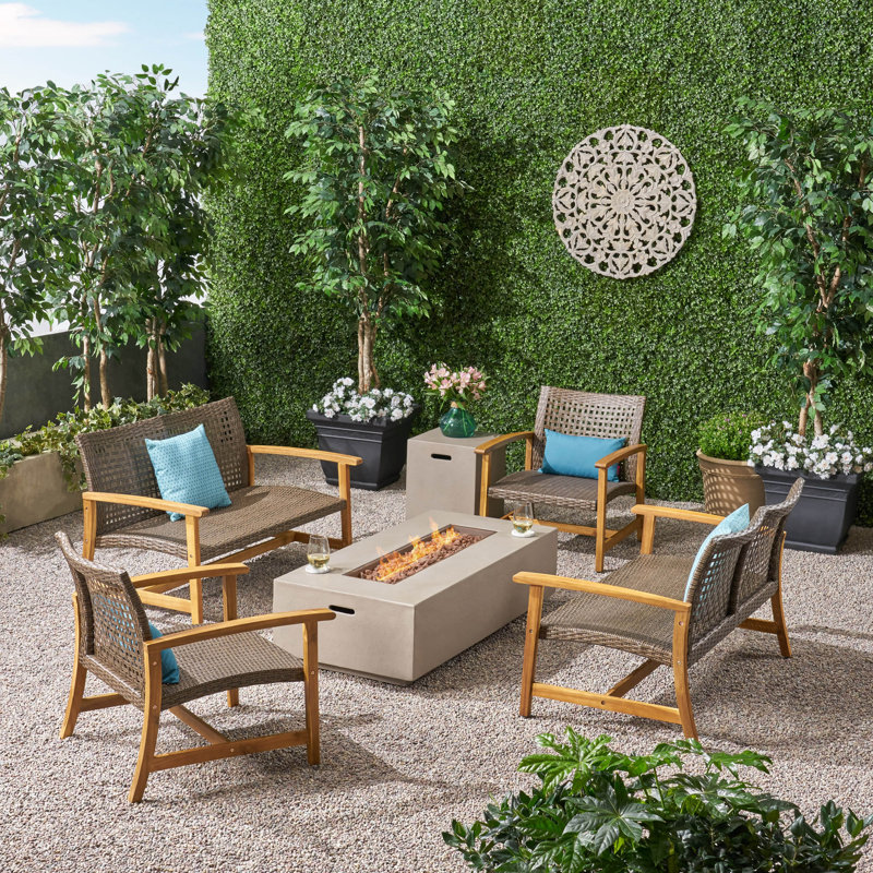 Ensemble de conversation pour 6 personnes Hactive, Naturel / mocha mixte