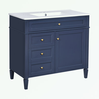 Bathroom Vanity with Top Sink, 2 Drawers and a Tip-out Drawer
