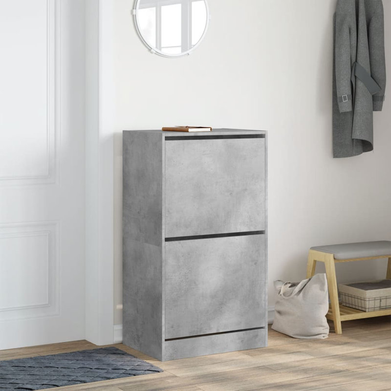 12 Pair Shoe Storage Cabinet, Concrete Grey