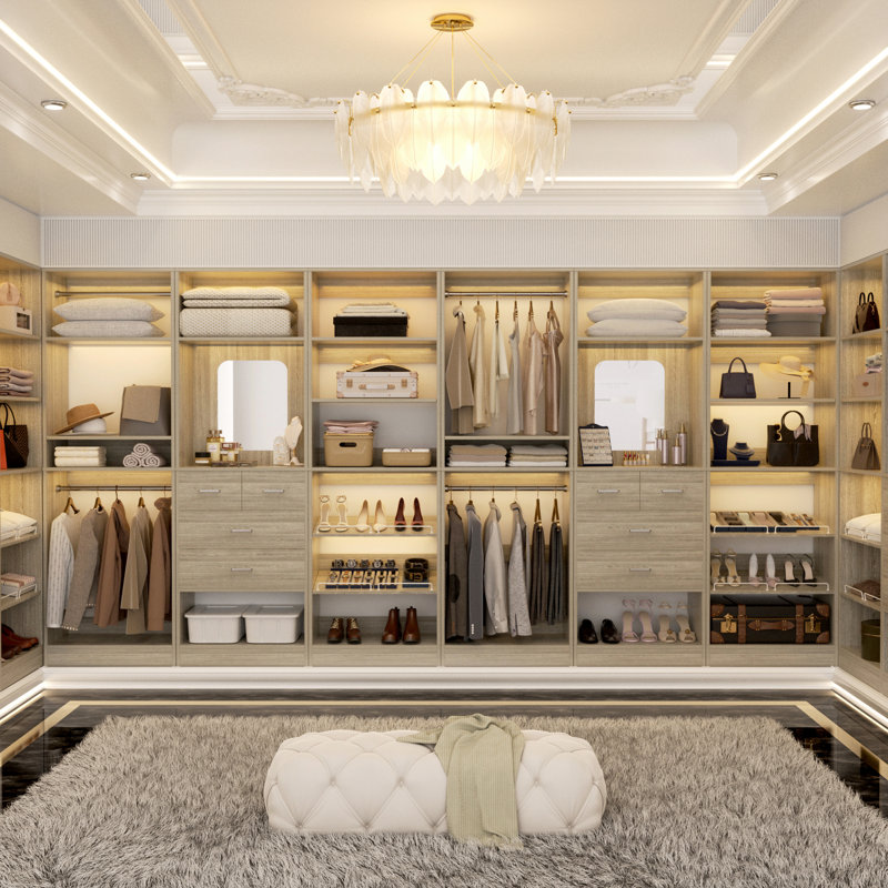 Freestanding Closet System Set, Washed Oak