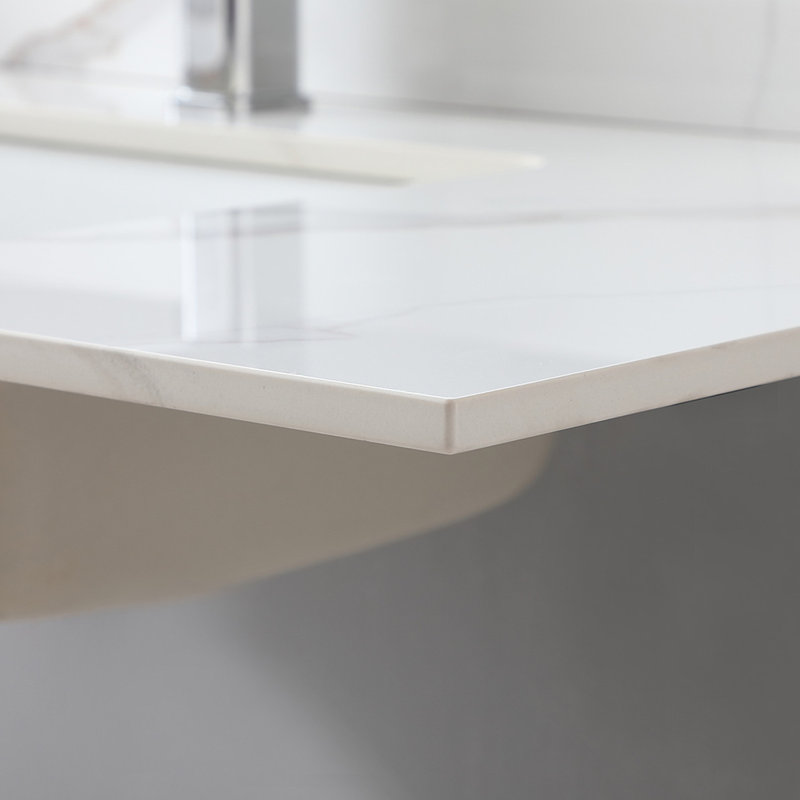 43 in. White Engineered Stone Composite Vanity Top with Rectangular Single Sink