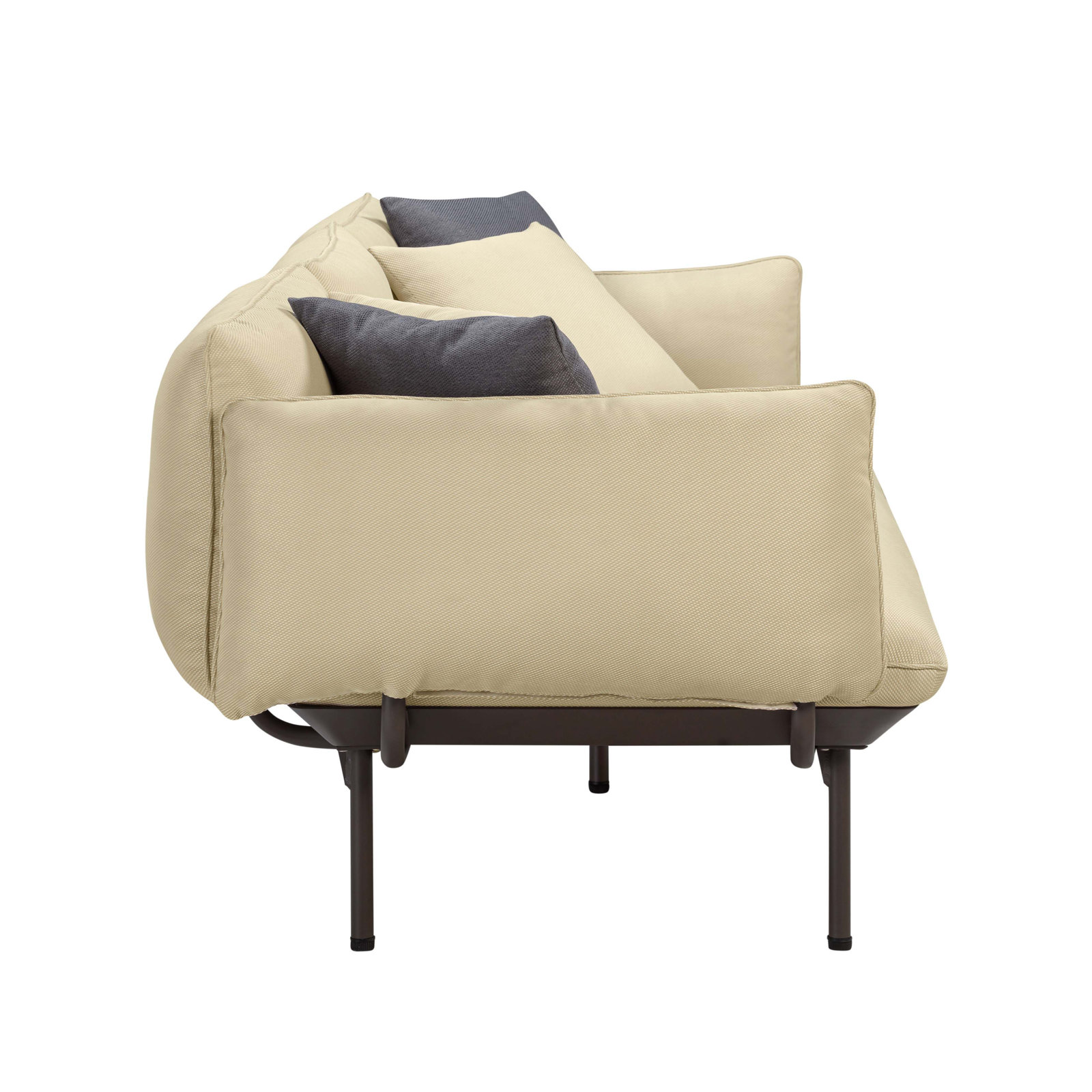 85" Patio Sofa, Beige, Dark Brown