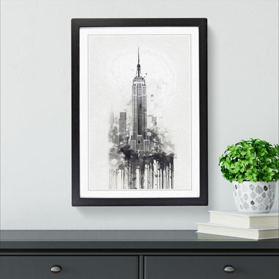 Empire State Building Gestural 1 Piece Single Picture Frame Wall Art