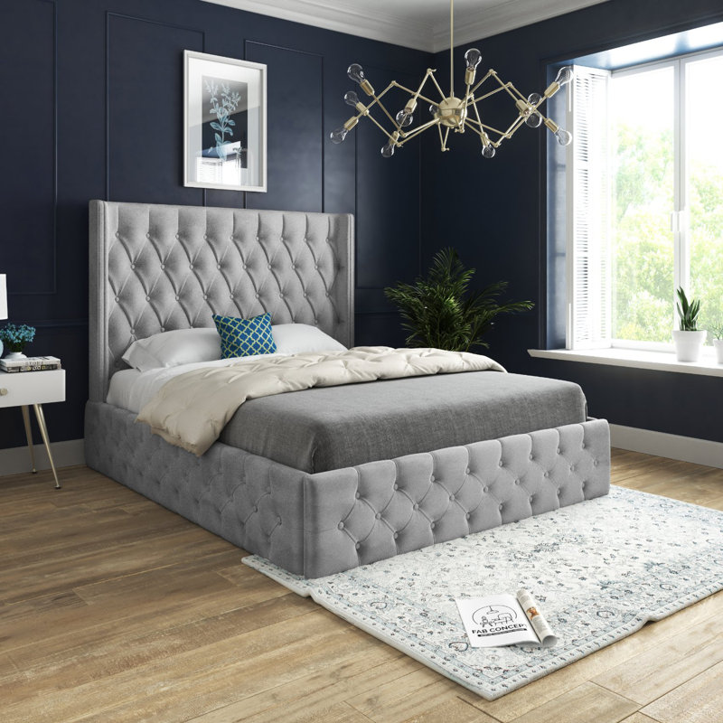 Aldric Upholstered Bed, Grey, Small Single (2'6)
