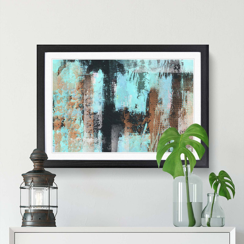 Abstract Vol.175 by S.Johnson - Single Picture Frame Painting, Black Framed, 24cm H x 33cm W x 2cm D