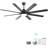 66'' Modern Ceiling Fan With 8Blades,Adjustable LED Light,Remote Control Reversible Motor-1963112932