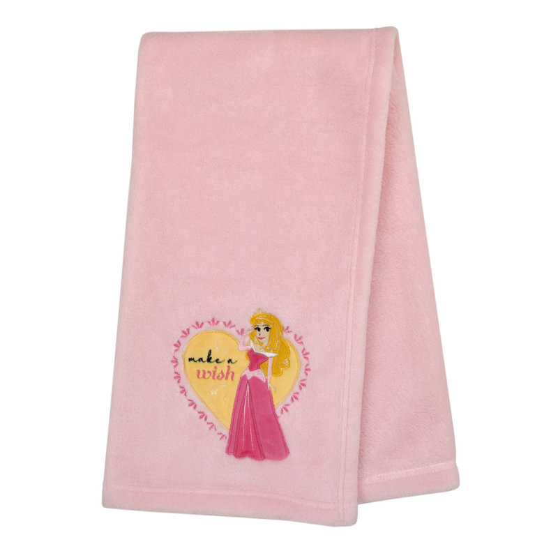 NoJo Disney Make A Wish Princess Pink Heart Aurora Super Soft Baby Blanket