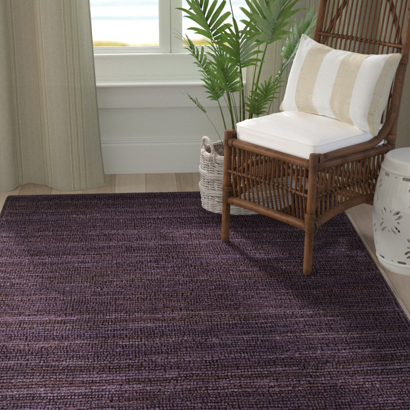 Tapis mauve en jute texturé Lilliana, Rectangle 5 pi x 7 pi 6 po