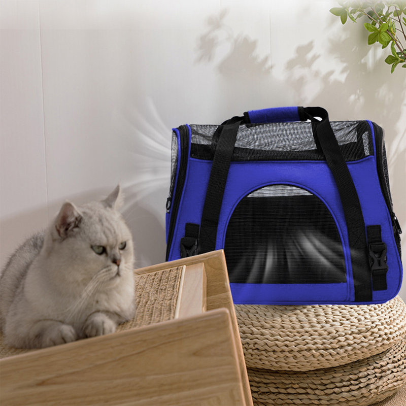 Sac de transport en maille souple pour petits animaux de compagnie, 16,14 x 12,2 x 9,45 pouces, bleu, Bleu