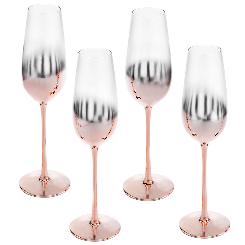 4 Piece 266ml Glass Flute Set