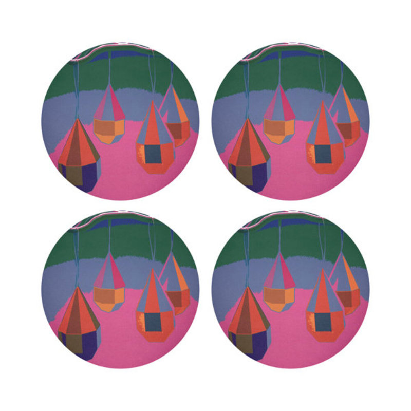 Ornaments Pebble 16" Vinyl Placemat, Pink Neon