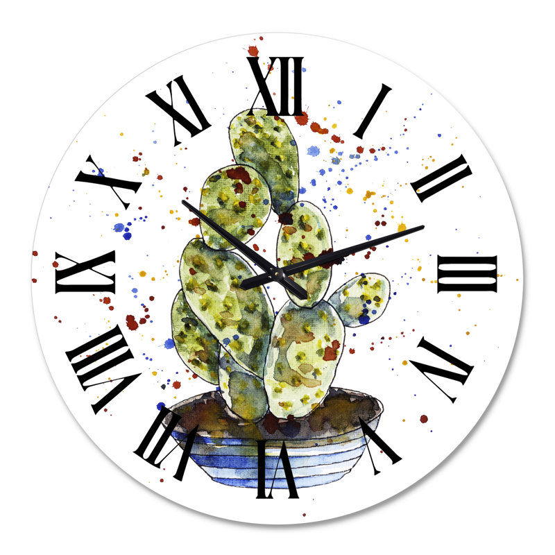 Cactus Houseplant - Horloge murale traditionnelle, Grand
