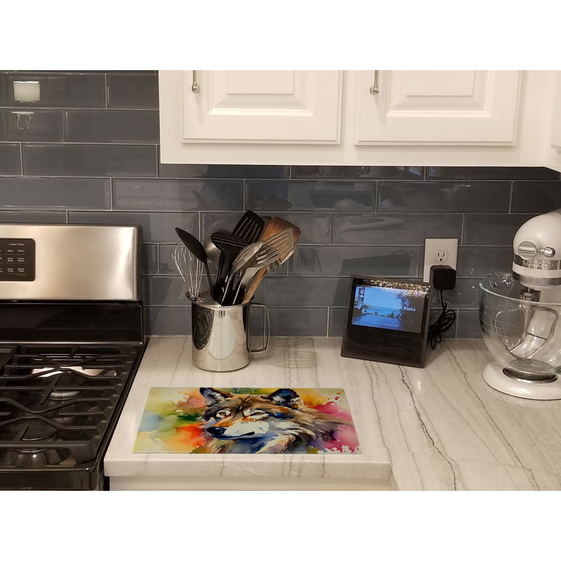Wolves Wolf  Glass Cutting Board Large