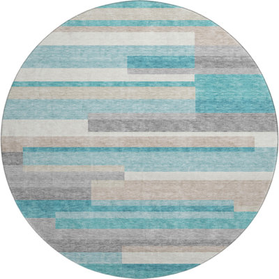 Premium Machine Washable Prisco Teal Rug
