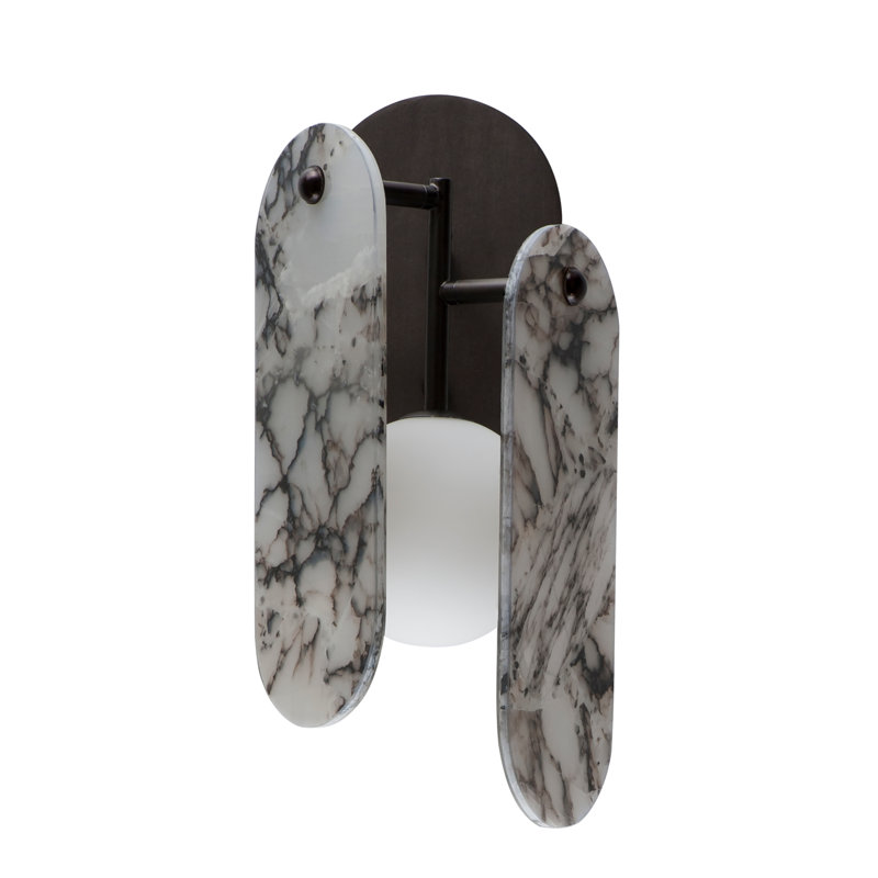 Megalith 1 - Light Armed Sconce, Brushed Bronze/Striae Arya