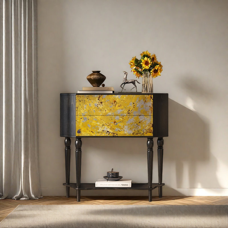 Retro Minimalist Art Console Table with 2 Drawers