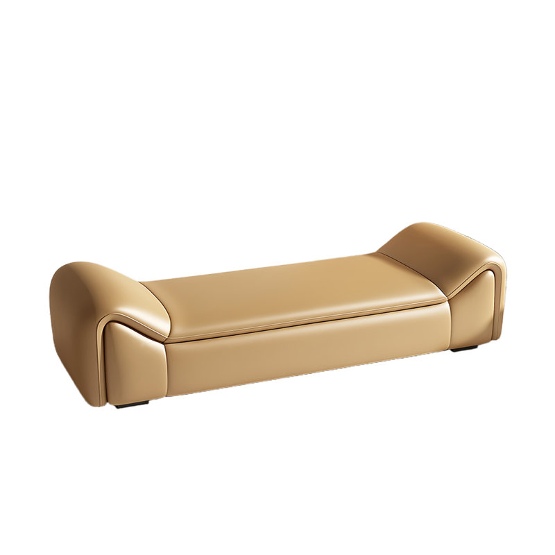 Banc rembourré en cuir Jemere, Orange, H 20,47 po x l 68,89 po x P 19,68 po