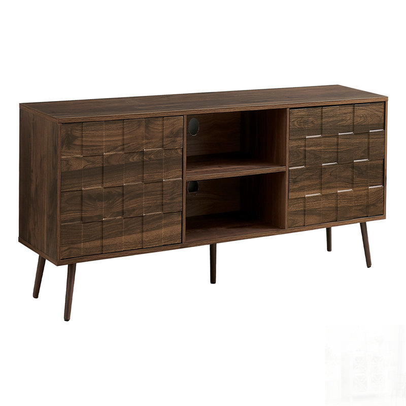 Meuble télé Mid-Century en stratifié avec rangement spacieux, idéal pour les centres de divertissement de salon et de chambre