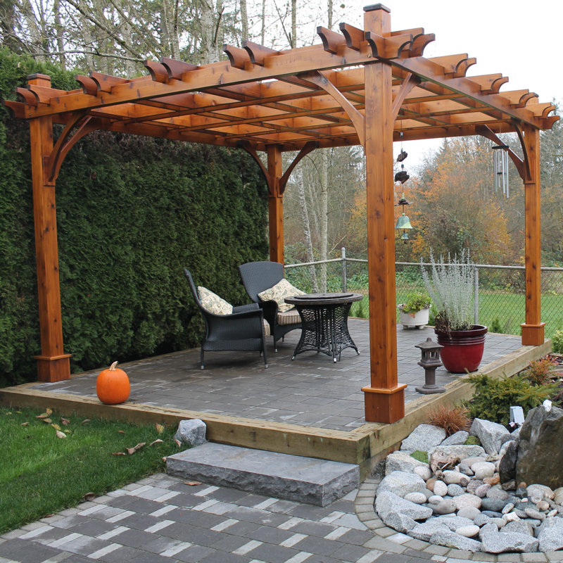 12 ft. W x 16 ft. D Breeze Solid Cedar Wood Pergola, Natural Western Red Cedar, 12 ft. W x 16 ft. D