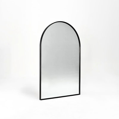 20X30 Inch Black Metal Framed Arched Bathroom Wall Mirror - High Definition 4Mm Glass, Rust Finish, Simple Setup Quality Non Distorted Frame, Installation