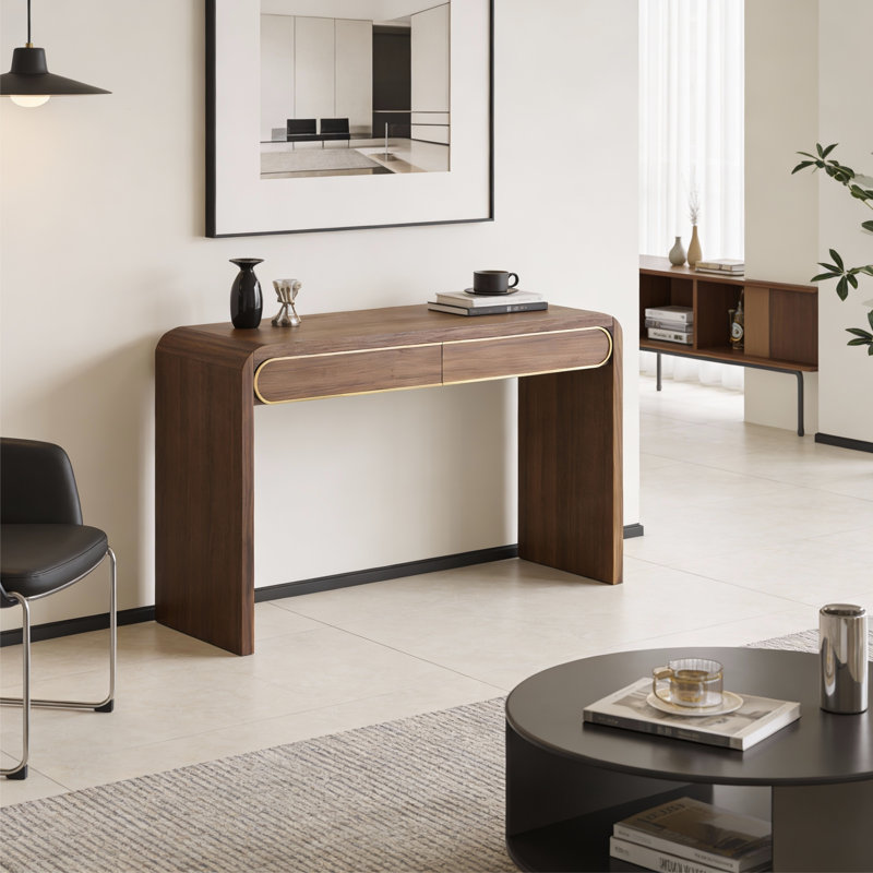 47.2" W Console Table With Drawers, Brown