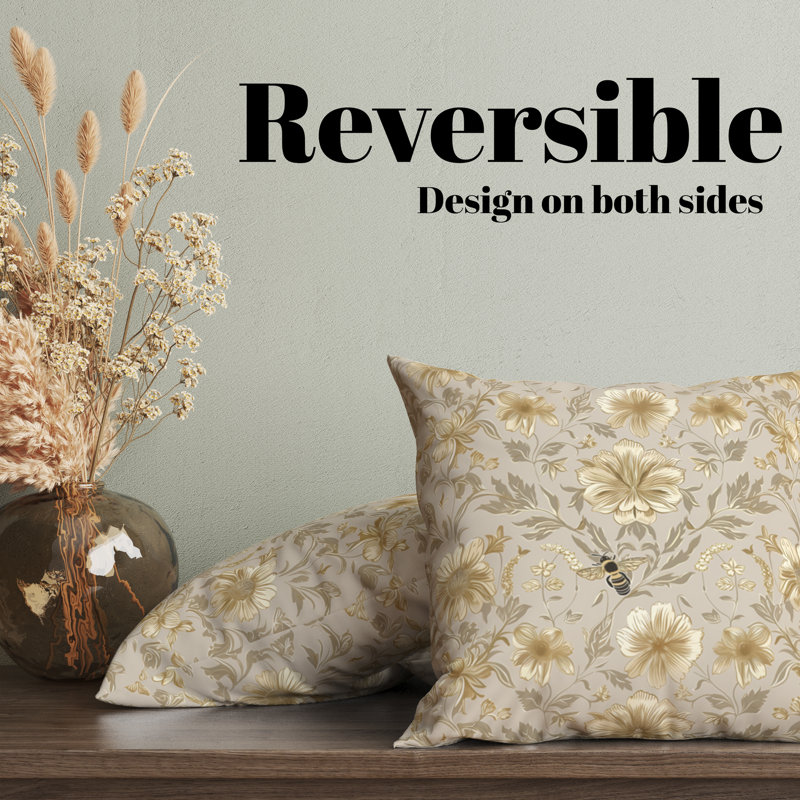 Housse de coussin réversible à motif floral Folk Maximalist, H 18 po x l 18 po