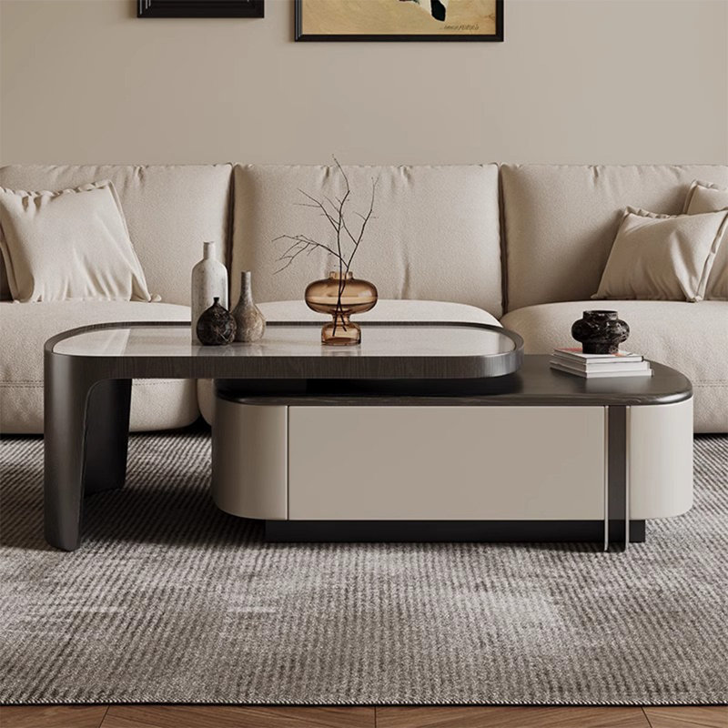 Multi-functional telescopic rock slab coffee table