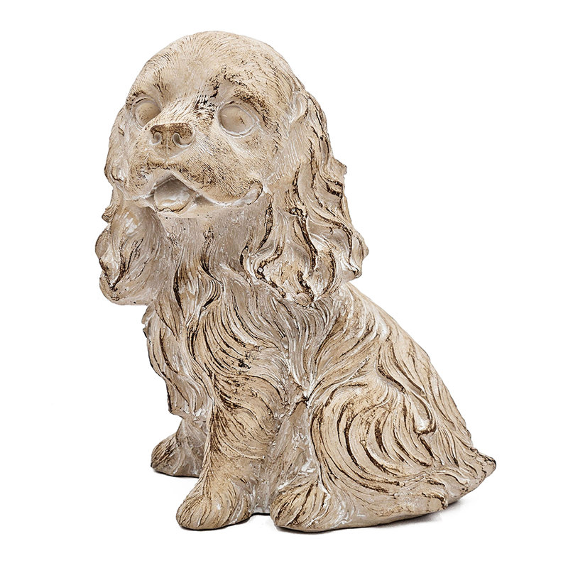 Figurine d'épagneul cocker 7,5 x 5,5 x 8,7 po avec finition beige naturelle