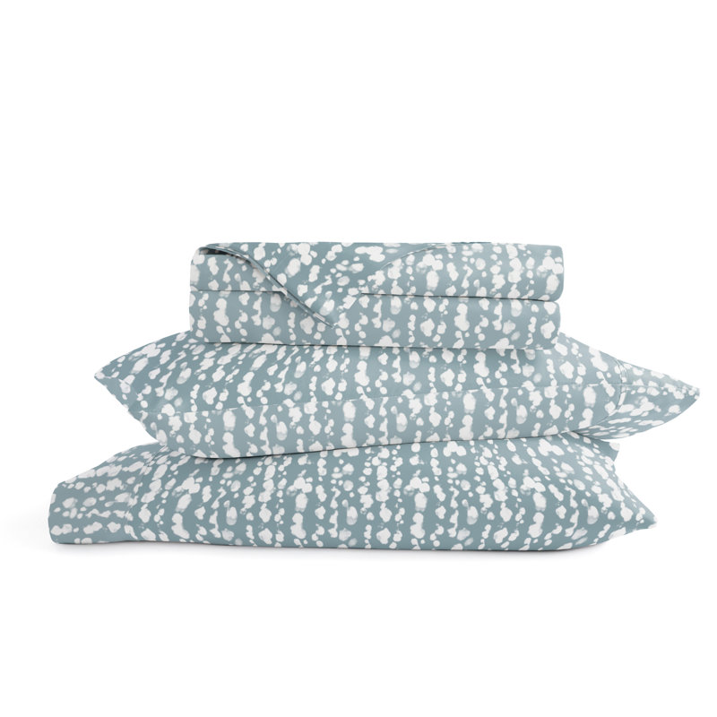 4 Piece Delicate Details Pattern Sheet Set, Full Sheet Set with 2 Standard Pillowcase, Blue/White Striped