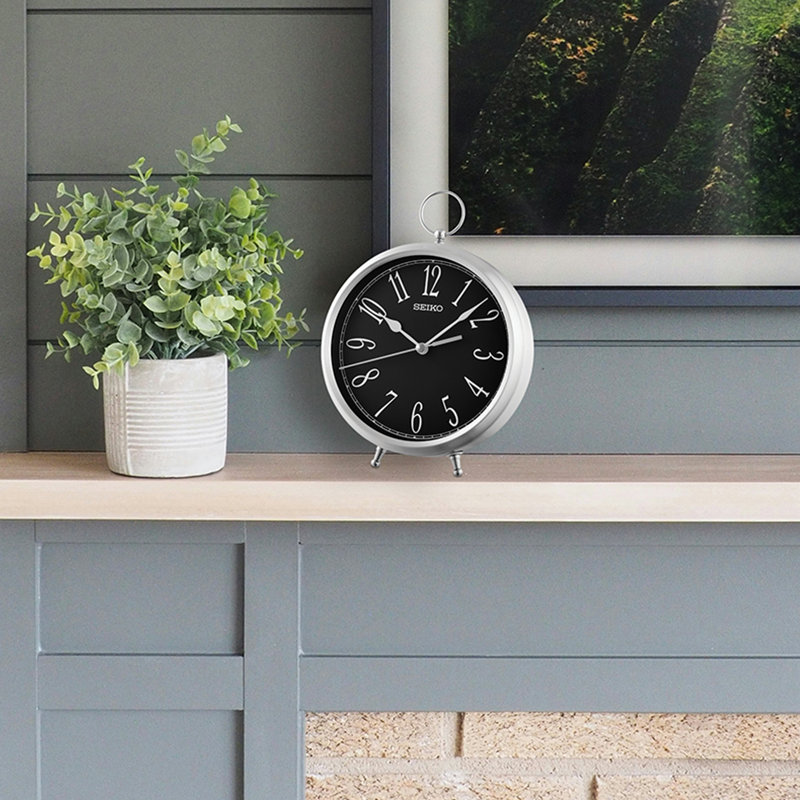 QXG155ALH Traditional Desk Table Clock, Silver-Tone