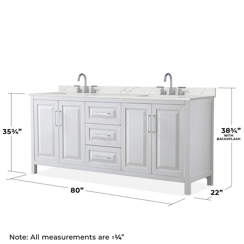 Daria 80'' W Vanity, Polished Chrome, White, Giotto Quartz