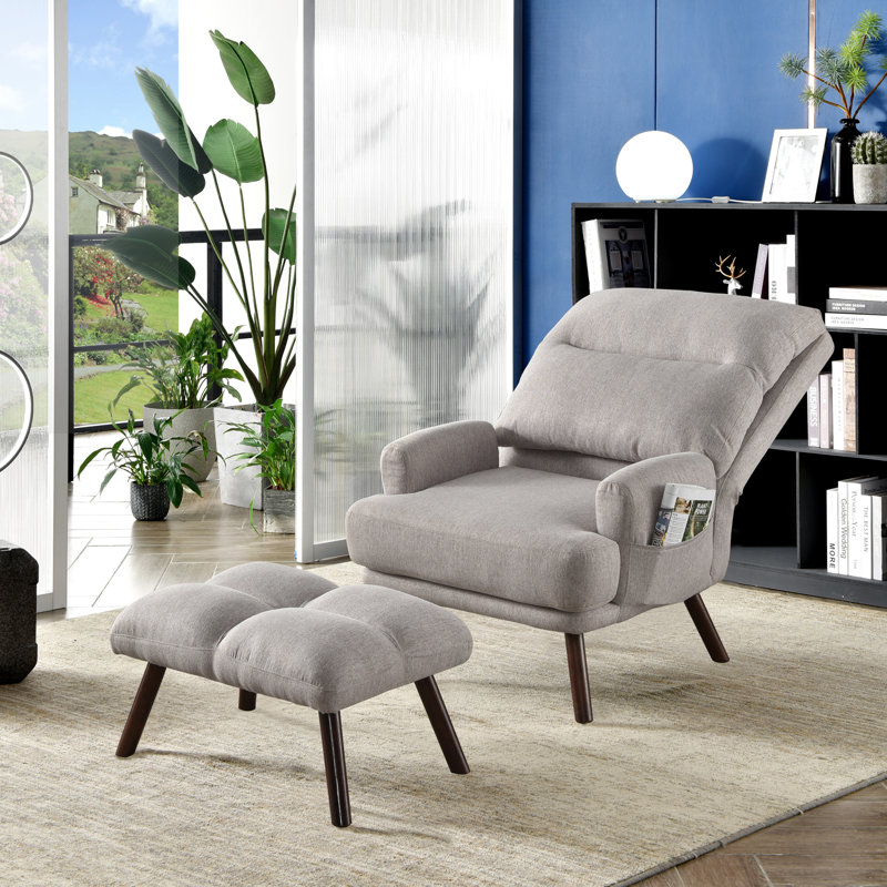 Méridienne large et repose-pieds 29,52 po Hogle, Velours vert foncé, Bois brun foncé