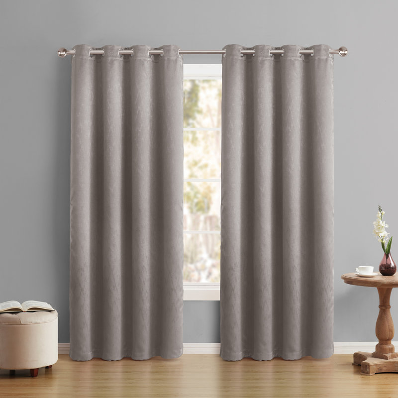 Rideau en polyester Gwyndolin, Argent, L 52 po x L 90 po