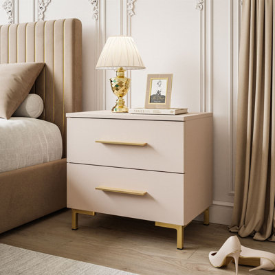 2 Drawer Aatikun Caschmiere Bedside Table with LED Light