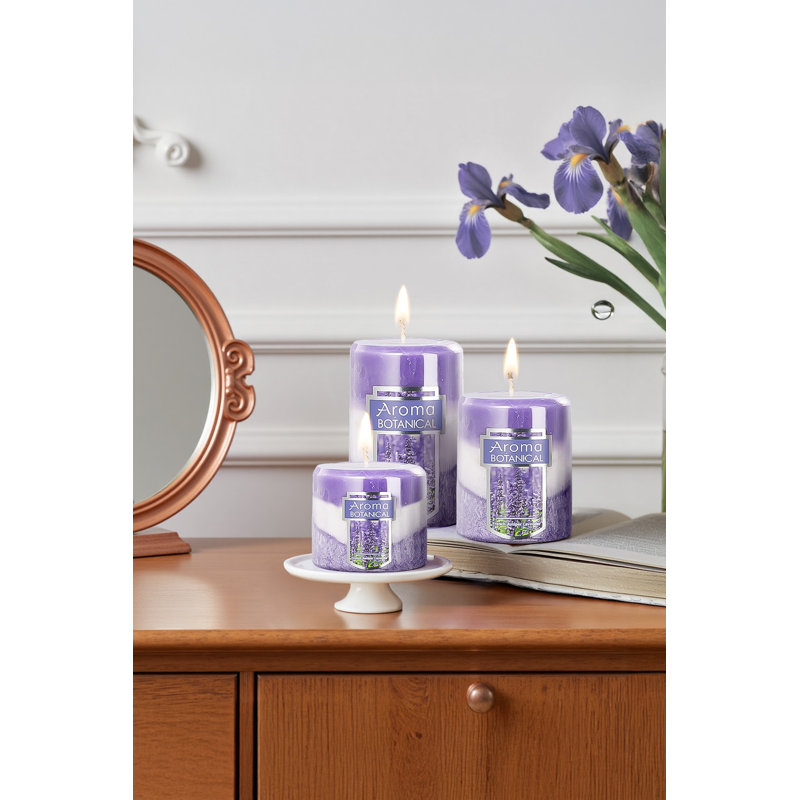 Plant / Floral Scented Pillar Candle, Purple
