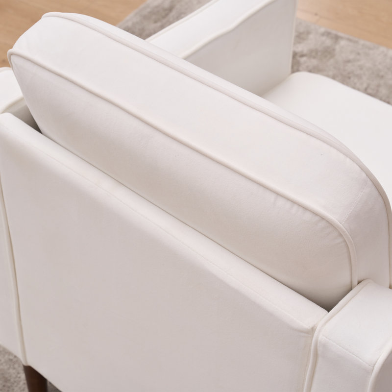 Fauteuil d'appoint Greydy, Velours ivoire