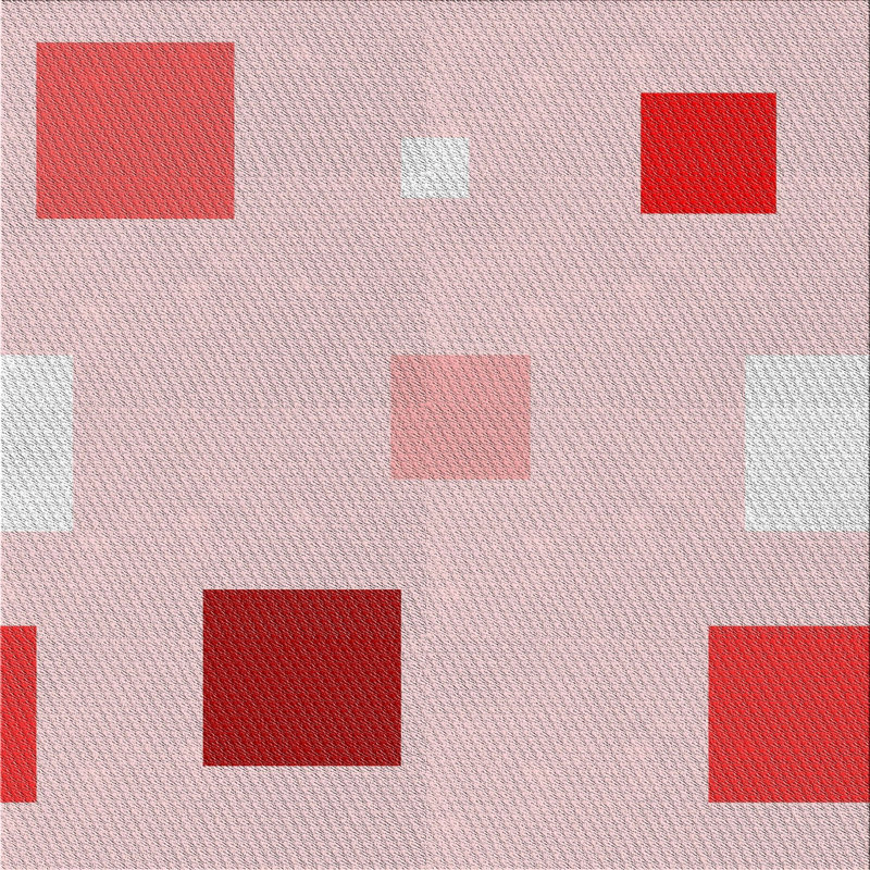 Tapis géométrique rose / rouge, Carré 6 pi