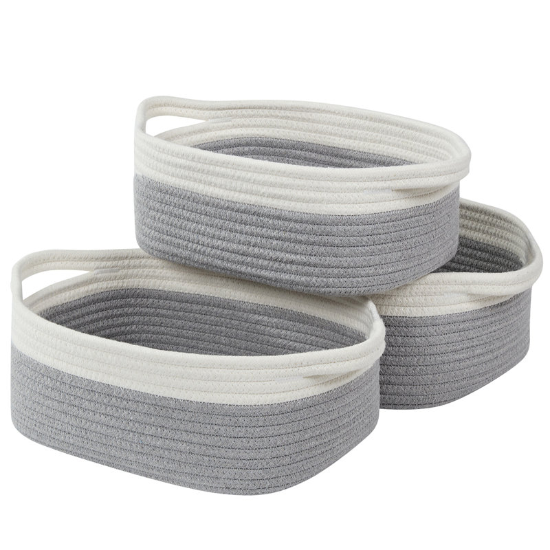 3 Pack Cotton Rope Baskets For Organizing Storage Baskets Shelves  Basket Small Cube Storage Bin Woven Baskets For Key, Toy Basket Decor