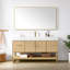 Ensemble de meuble-lavabo à simple cuve 60 "en chêne foncé Scotto avec plateau en pierre composite à grain blanc Scotto-381521720