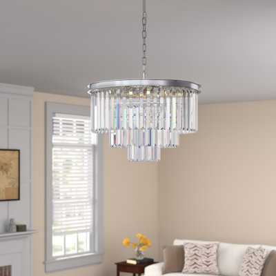 Yazmin 9 - Light Steel Dimmable Tiered Chandelier